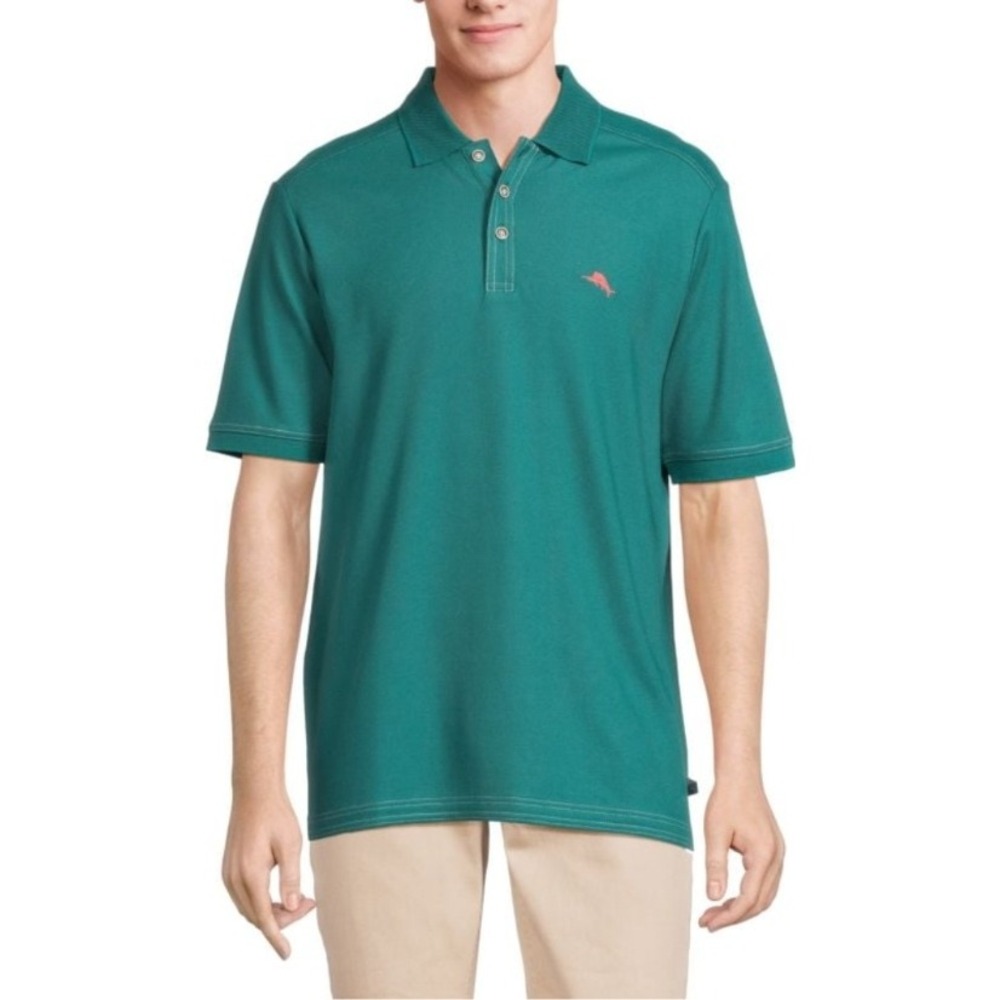 Tommy Bahama IslandZone Polo Shirt Supima Cotton Green Casual Mens Size M